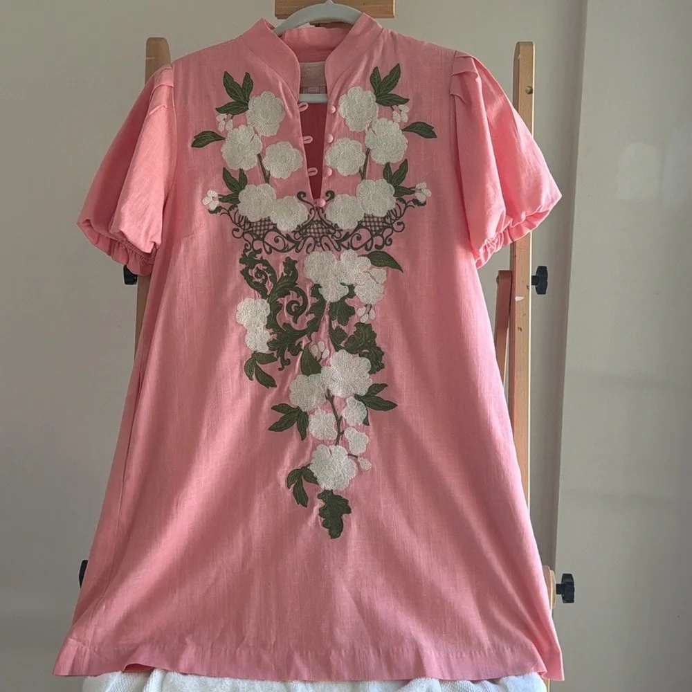 Mestiza New York - Elliana Floral Embroidered Mandarin Collar Button - Size L - Picture 2 of 6